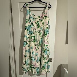 Old Navy Floral Sundress in Soft Cream with Blue & Pink Blossoms